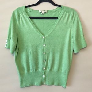 Banana Republic Mint Green Short-Sleeve Button Cardigan